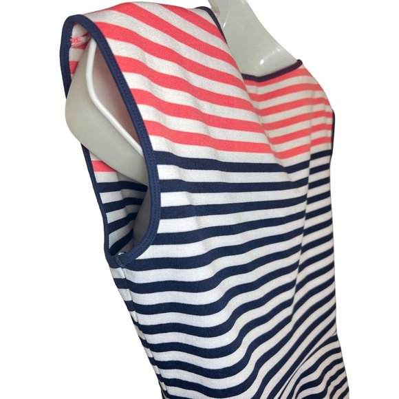 Draper James Striped Ponte Knit A Line Nassau Navy and Pink Mini Fit and Flare X - Picture 9 of 14